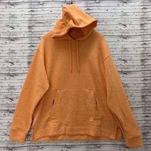 Under Armour Pullover Knit Hoodie Sweatshirt Men's Large Orange Split Hem NEW